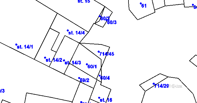 Parcela st. 714/45 v KÚ Samšín, Katastrální mapa