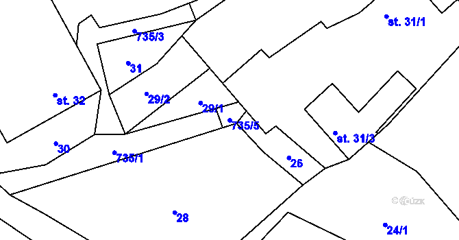 Parcela st. 735/5 v KÚ Samšín, Katastrální mapa