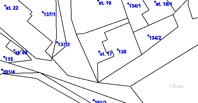 Parcela st. 17 v KÚ Drštěkryje, Katastrální mapa