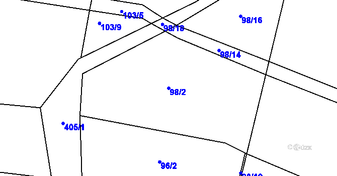 Parcela st. 98/2 v KÚ Drštěkryje, Katastrální mapa