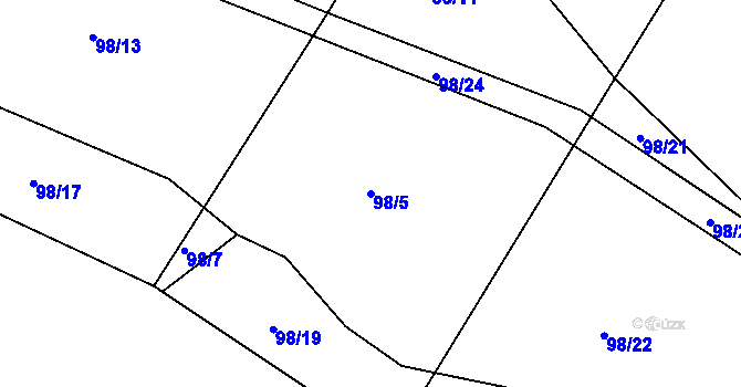 Parcela st. 98/5 v KÚ Drštěkryje, Katastrální mapa