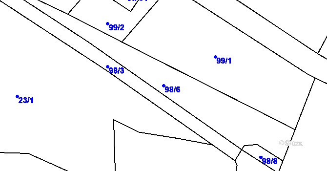 Parcela st. 98/6 v KÚ Drštěkryje, Katastrální mapa