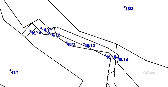 Parcela st. 16/13 v KÚ Drštěkryje, Katastrální mapa