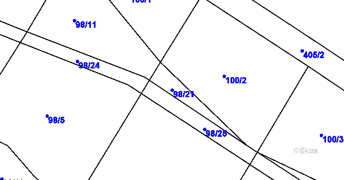 Parcela st. 98/21 v KÚ Drštěkryje, Katastrální mapa