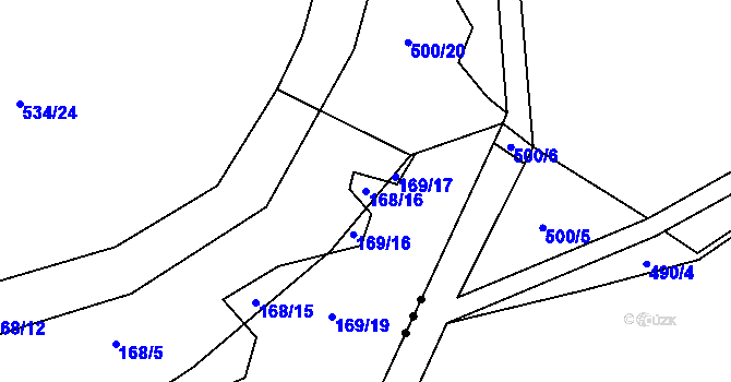 Parcela st. 168/16 v KÚ Drštěkryje, Katastrální mapa