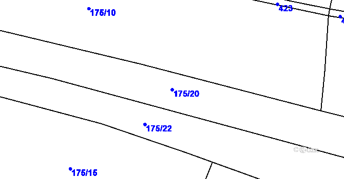 Parcela st. 175/20 v KÚ Drštěkryje, Katastrální mapa