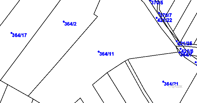 Parcela st. 364/11 v KÚ Drštěkryje, Katastrální mapa