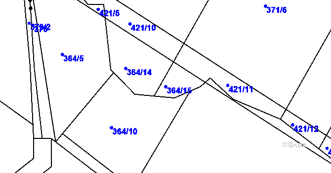 Parcela st. 364/15 v KÚ Drštěkryje, Katastrální mapa