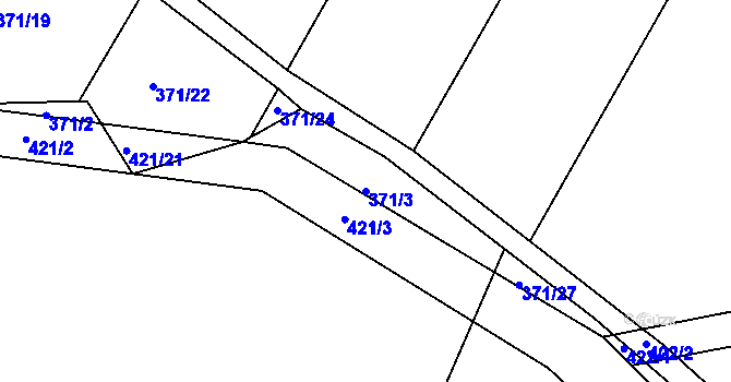 Parcela st. 371/3 v KÚ Drštěkryje, Katastrální mapa