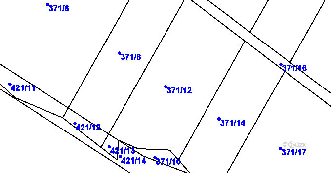 Parcela st. 371/12 v KÚ Drštěkryje, Katastrální mapa