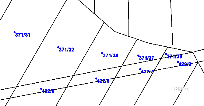 Parcela st. 371/34 v KÚ Drštěkryje, Katastrální mapa