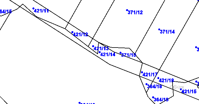 Parcela st. 421/14 v KÚ Drštěkryje, Katastrální mapa