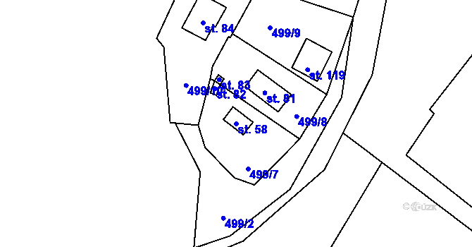 Parcela st. 58 v KÚ Ohařice, Katastrální mapa
