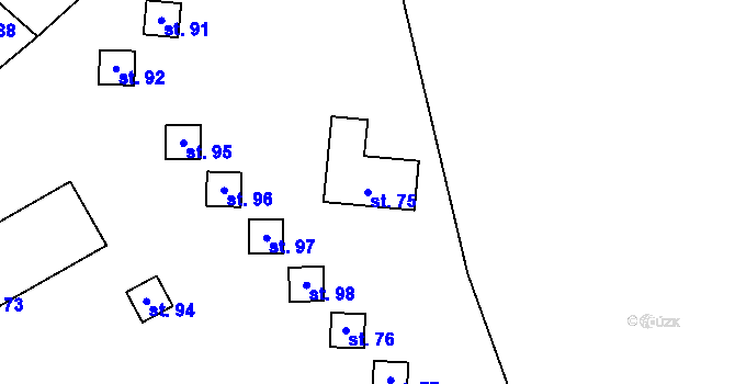 Parcela st. 75 v KÚ Ohařice, Katastrální mapa