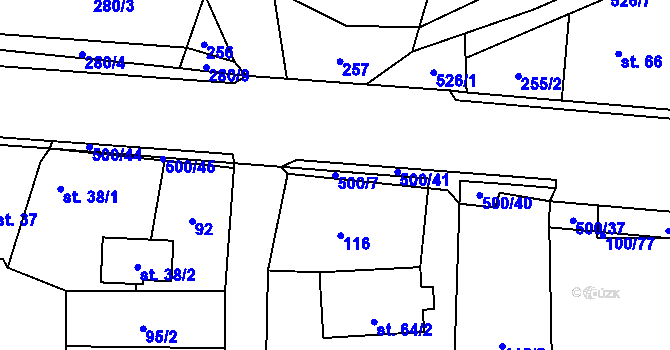 Parcela st. 500/7 v KÚ Ohařice, Katastrální mapa