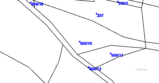 Parcela st. 500/10 v KÚ Ohařice, Katastrální mapa