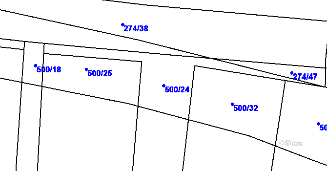 Parcela st. 500/24 v KÚ Ohařice, Katastrální mapa