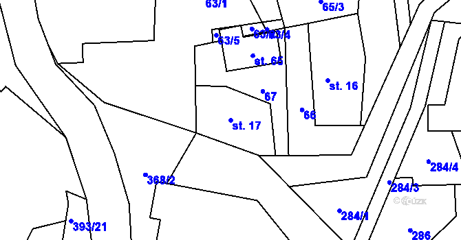 Parcela st. 17 v KÚ Samšina, Katastrální mapa