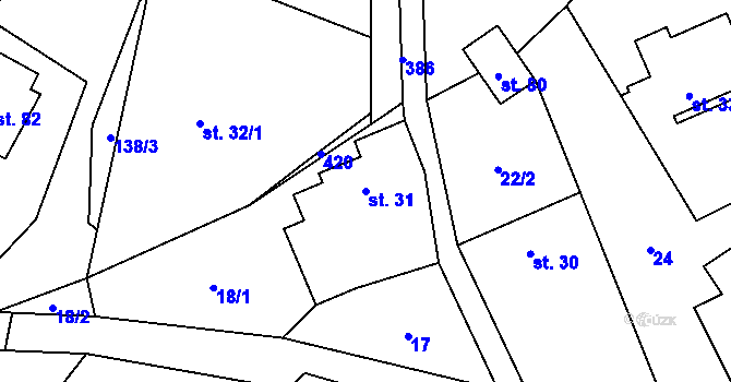 Parcela st. 31 v KÚ Samšina, Katastrální mapa