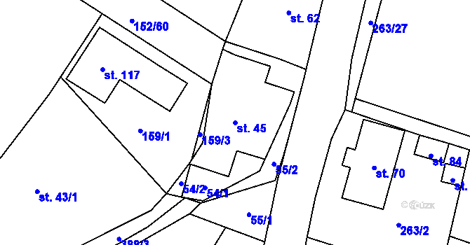 Parcela st. 45 v KÚ Samšina, Katastrální mapa