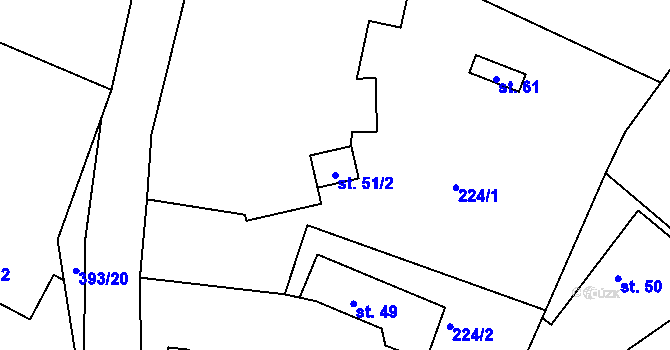 Parcela st. 51/2 v KÚ Samšina, Katastrální mapa