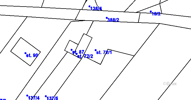 Parcela st. 72/1 v KÚ Samšina, Katastrální mapa