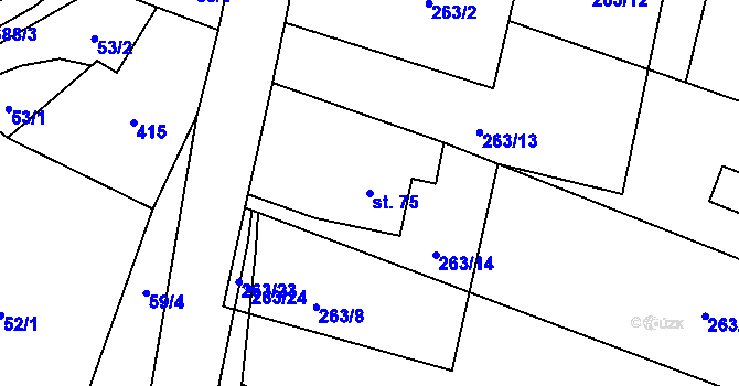Parcela st. 75 v KÚ Samšina, Katastrální mapa