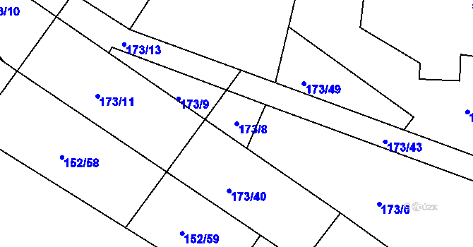 Parcela st. 173/8 v KÚ Samšina, Katastrální mapa