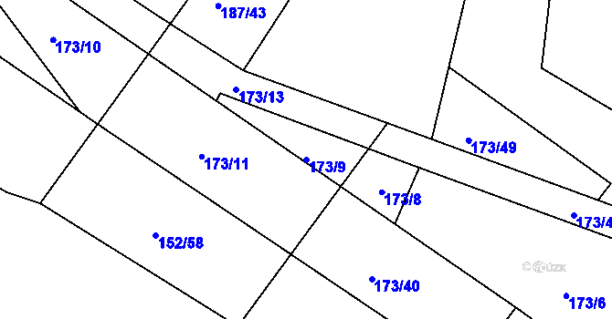 Parcela st. 173/9 v KÚ Samšina, Katastrální mapa