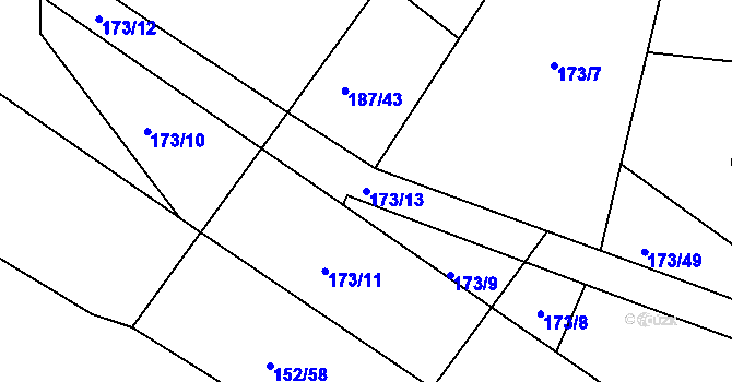 Parcela st. 173/13 v KÚ Samšina, Katastrální mapa