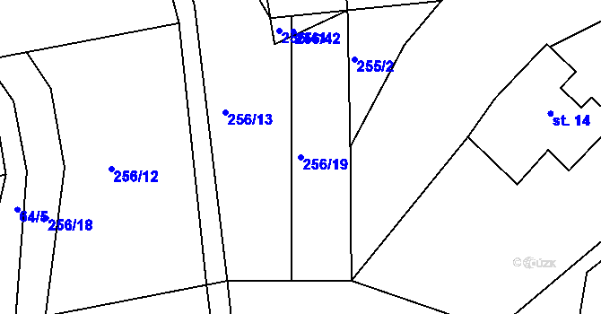 Parcela st. 256/19 v KÚ Samšina, Katastrální mapa