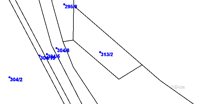 Parcela st. 313/2 v KÚ Samšina, Katastrální mapa