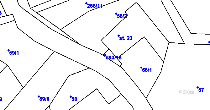 Parcela st. 393/18 v KÚ Samšina, Katastrální mapa