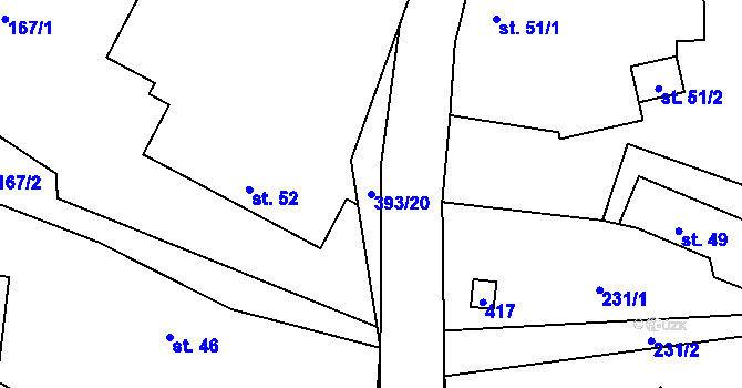 Parcela st. 393/20 v KÚ Samšina, Katastrální mapa