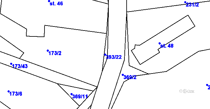 Parcela st. 393/22 v KÚ Samšina, Katastrální mapa