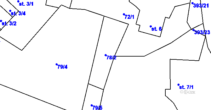 Parcela st. 78/2 v KÚ Samšina, Katastrální mapa