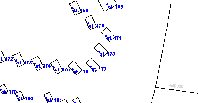 Parcela st. 178 v KÚ Zámostí, Katastrální mapa