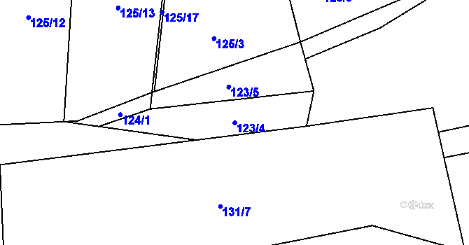 Parcela st. 123/4 v KÚ Zámostí, Katastrální mapa