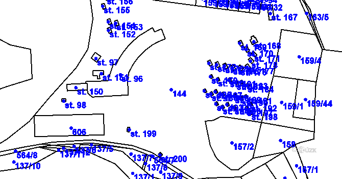 Parcela st. 144 v KÚ Zámostí, Katastrální mapa
