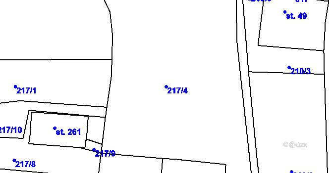 Parcela st. 217/4 v KÚ Zámostí, Katastrální mapa