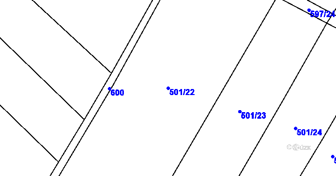 Parcela st. 501/22 v KÚ Zámostí, Katastrální mapa