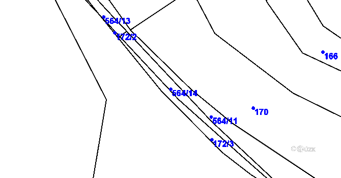 Parcela st. 564/14 v KÚ Zámostí, Katastrální mapa