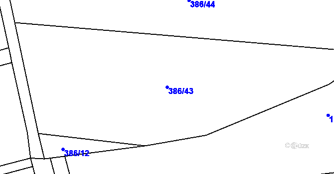 Parcela st. 386/43 v KÚ Sány, Katastrální mapa