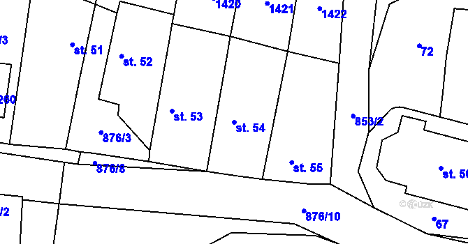 Parcela st. 54 v KÚ Sány, Katastrální mapa