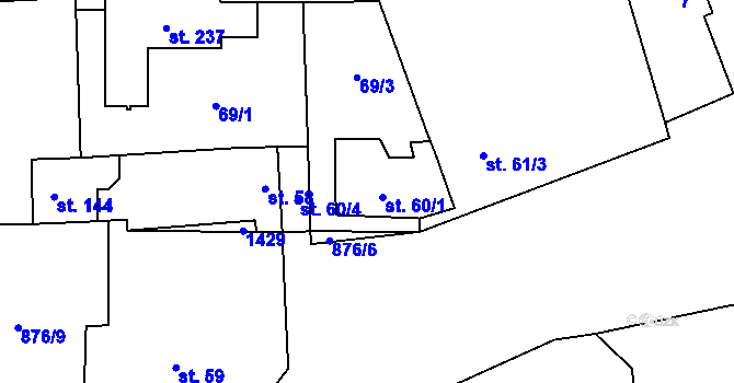 Parcela st. 60/1 v KÚ Sány, Katastrální mapa