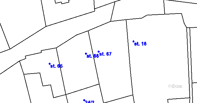 Parcela st. 67 v KÚ Sány, Katastrální mapa