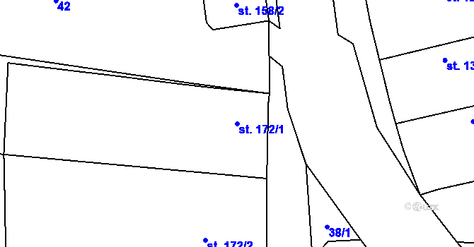 Parcela st. 172/1 v KÚ Sány, Katastrální mapa
