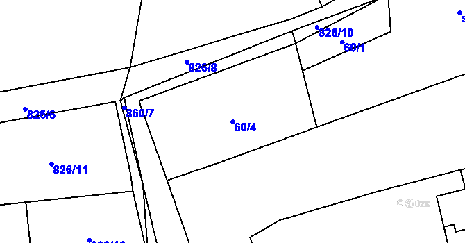 Parcela st. 60/4 v KÚ Sány, Katastrální mapa