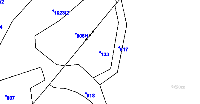 Parcela st. 133 v KÚ Sány, Katastrální mapa