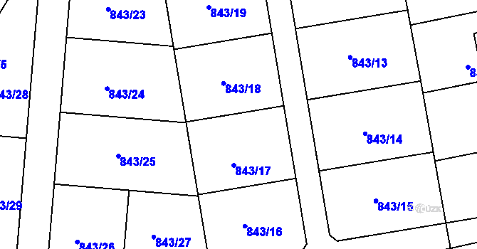 Parcela st. 843/1 v KÚ Sány, Katastrální mapa